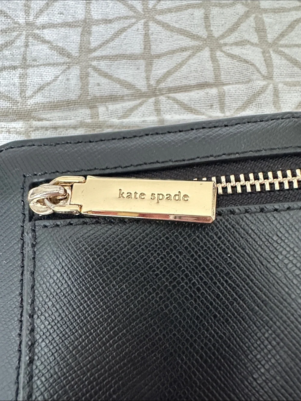 kate spade Black Saffiano Wallet with Gold Logo